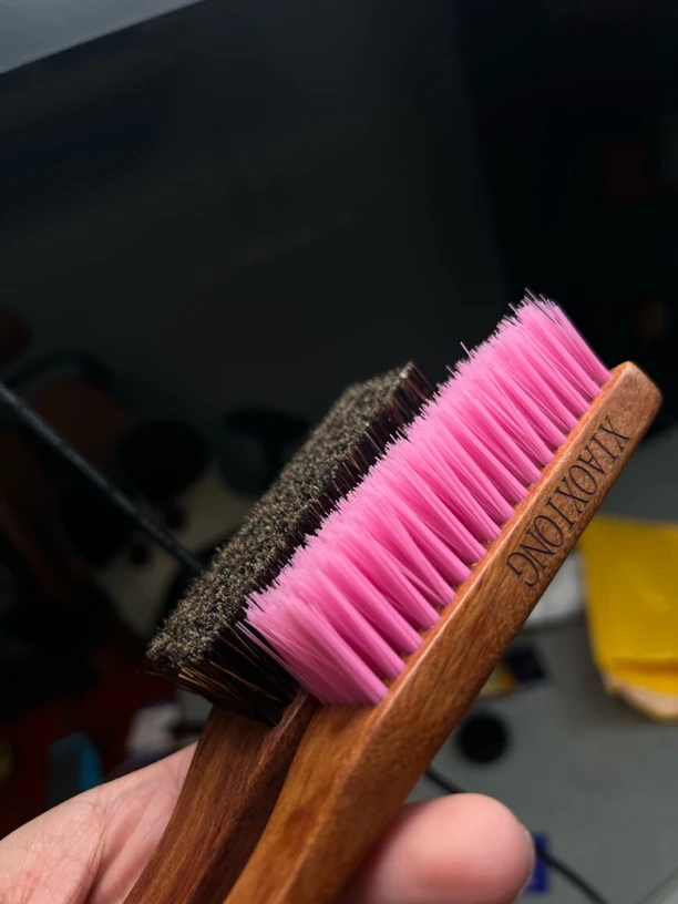 小熊定制文玩刷 硬猪棕加冰沙海棠两把