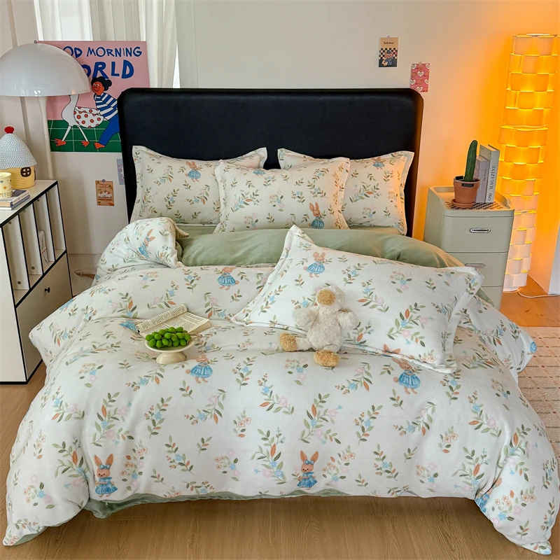 【许晶晶专属粉丝福利款】新款牛奶绒简约加厚加绒款四件套