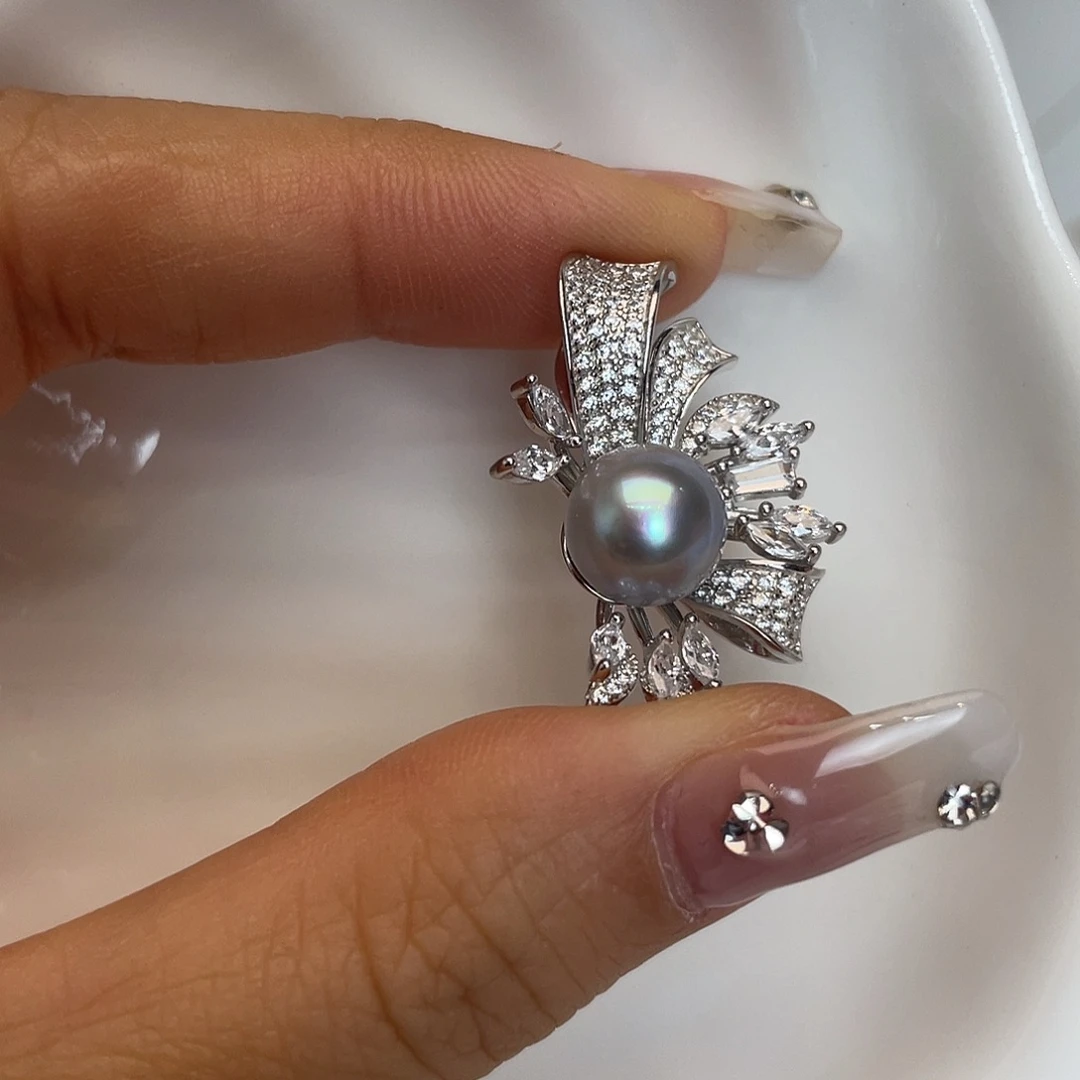 吊坠(不含链)银S925镶嵌海水珍珠