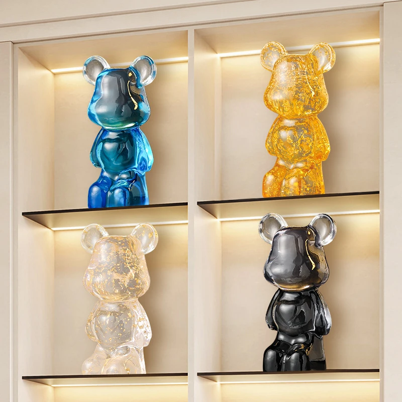 透明暴力熊摆件客厅酒柜电视机柜玄关餐边柜轻奢高级感家居装饰品