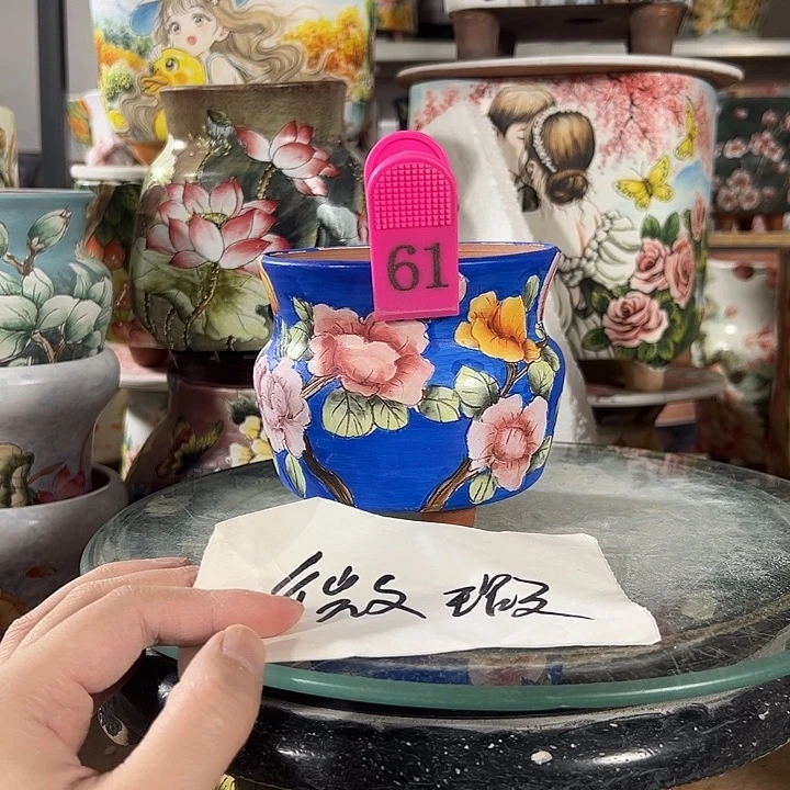 景德镇手绘花盆满38包邮