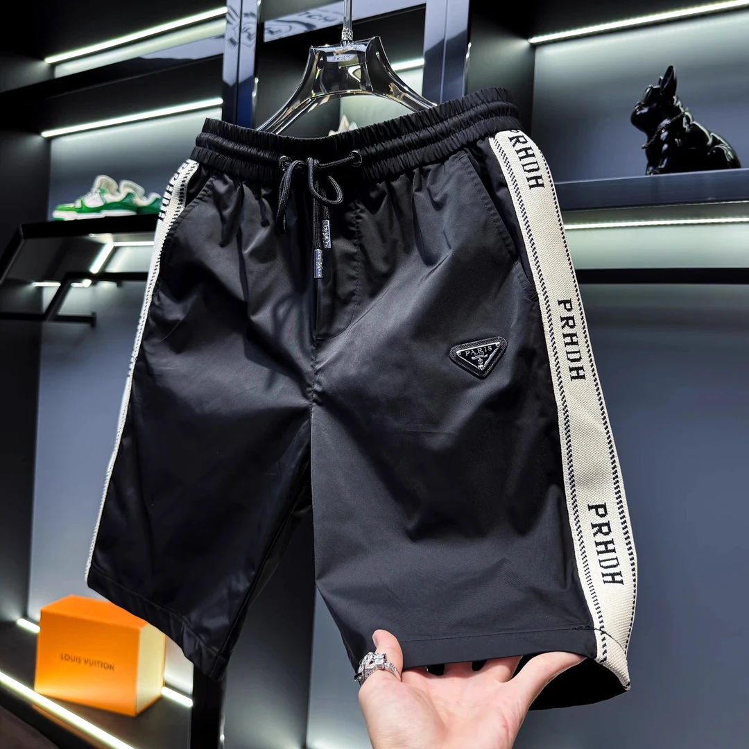 基密雷昂欧货夏季高端男士织带短裤薄休闲修身潮流速干沙滩五分裤