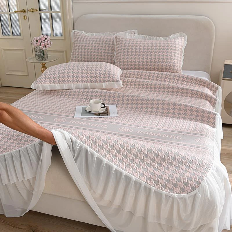 A类凉感豆豆凉席三件套床裙款冰丝软席子床笠款凉席爆款可机洗夏