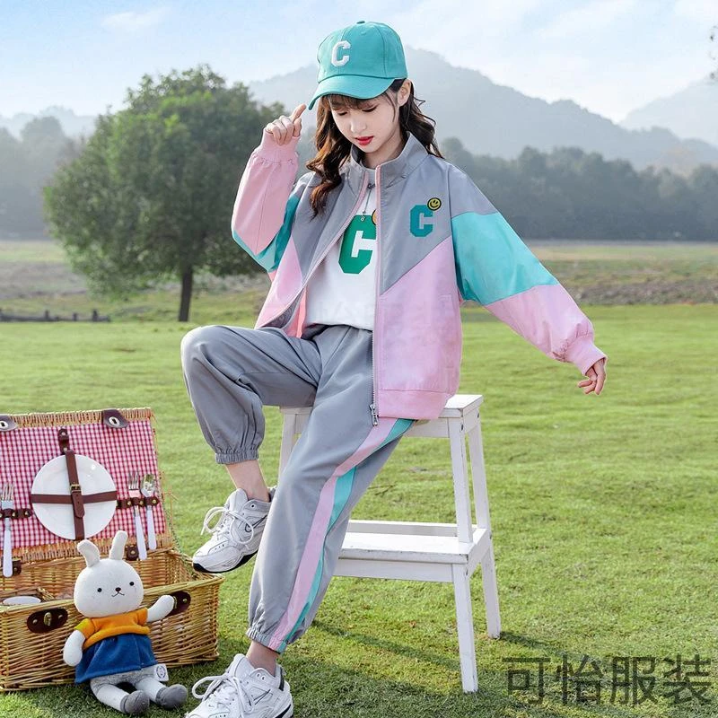 女童春秋款时尚洋气套装2025新款中大女孩炸街运动休闲两件套37-6