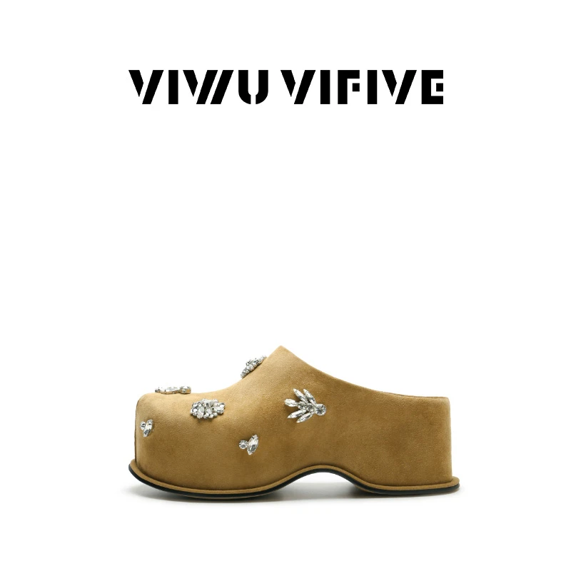 V5 VIWU.VIFIVE「大王」25春季新款欧若风勃肯厚底半拖水钻百搭鞋