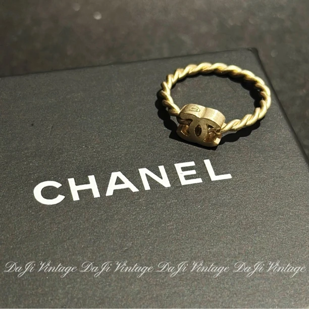 95新 Chanel/香奈儿 大吉中古3/Chanel香奈儿山茶花麻花戒指