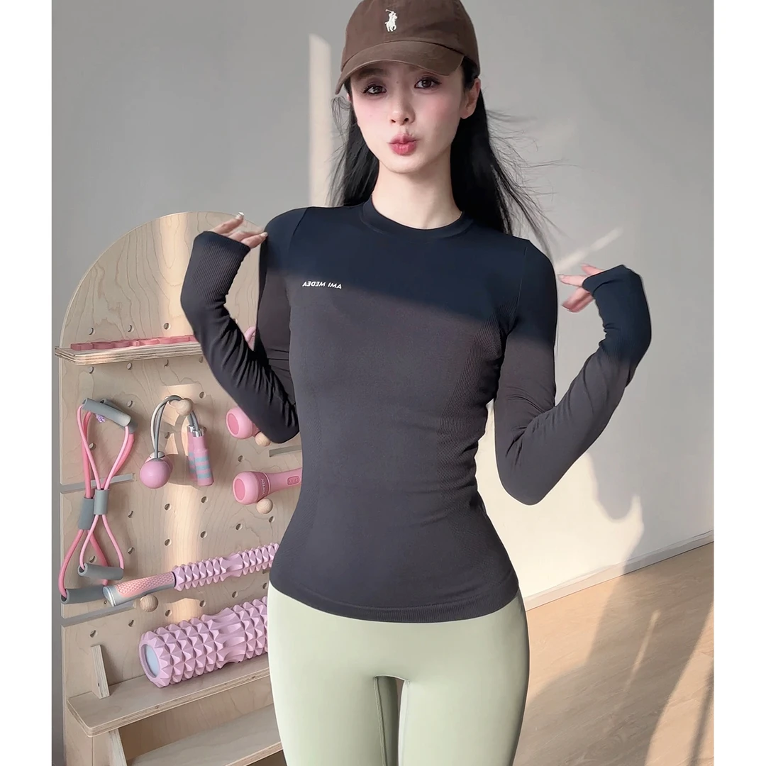 gogoyoga健身服女长袖秋冬款运动上衣显瘦跑步t恤紧身网红瑜伽服