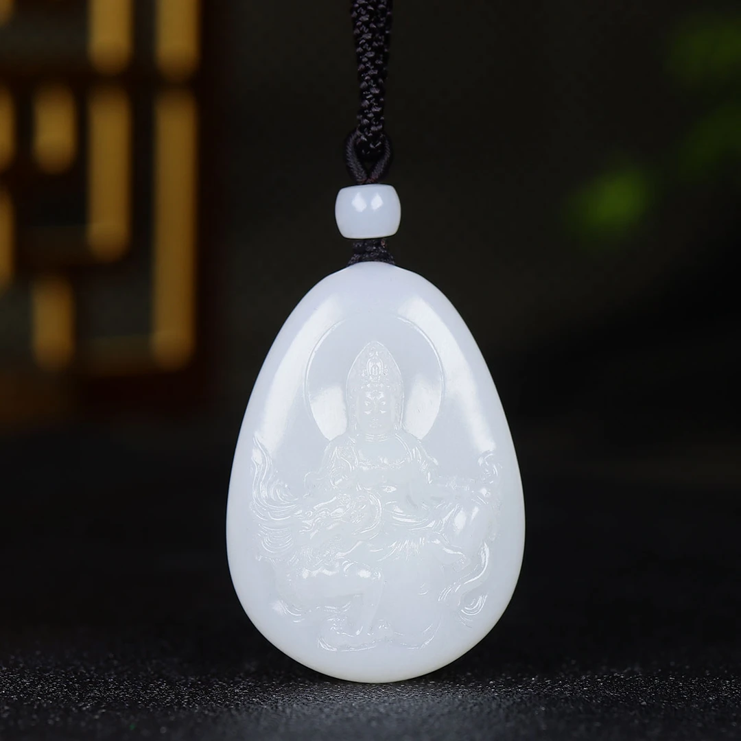 1226123和田玉白玉观音挂件