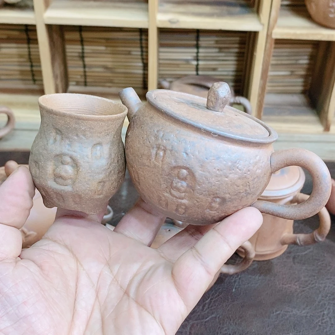 粗陶志野柴烧茶具