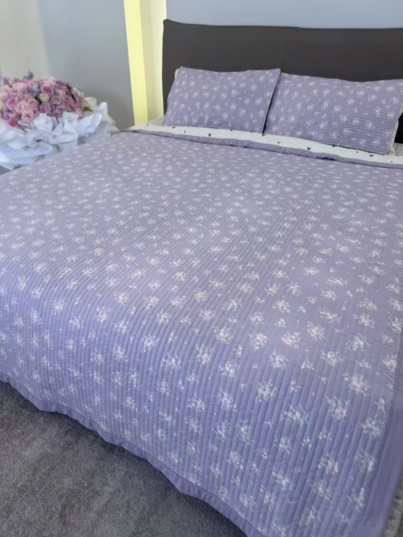 【紫韵】200*230cmA类亲肤多功能防滑可爱加厚双面绗缝床盖