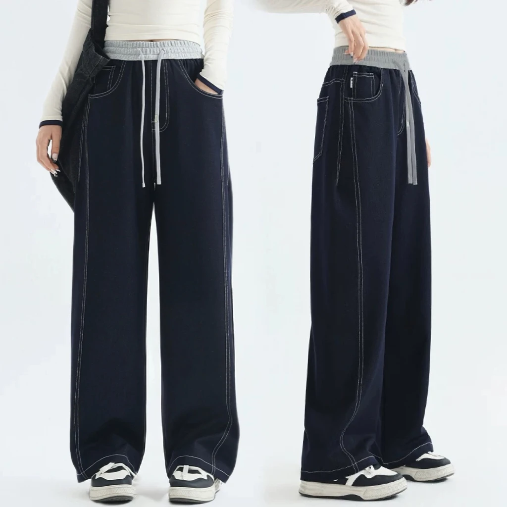 秋季新款女童牛仔裤儿童阔腿裤宽松休闲裤垂感显瘦zb6095田范KIDS