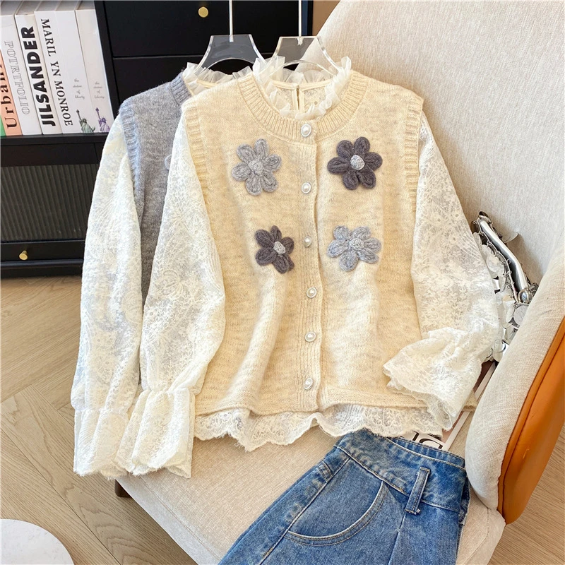 【新年穿搭】微胖妹妹大码女装显瘦V领针织外搭遮肚毛衣马甲背心潮