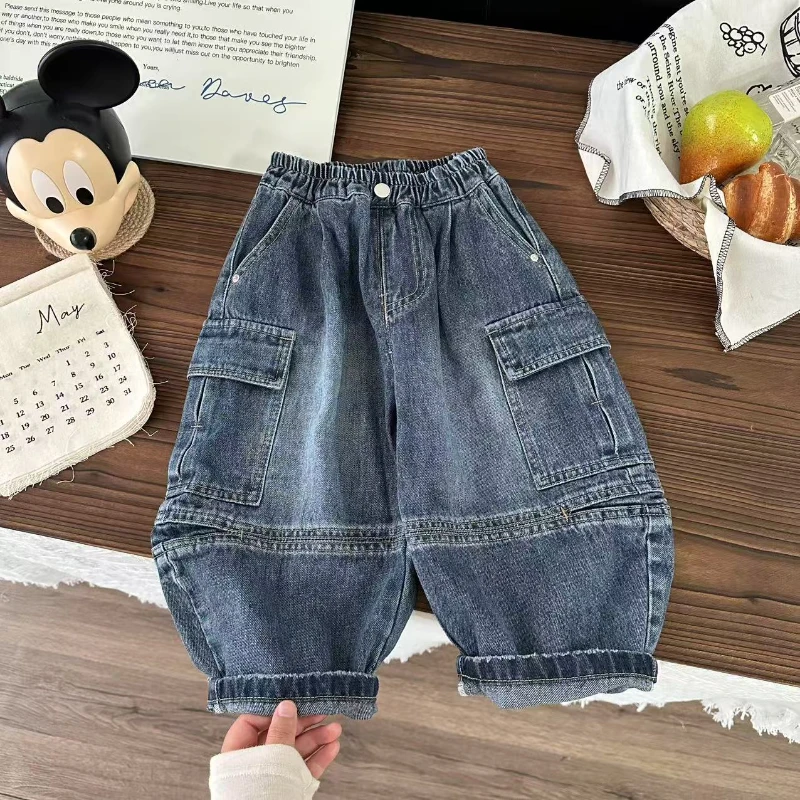 【长裤】男童春秋牛仔裤水洗软牛仔韩版童装工装版型裤子CK287