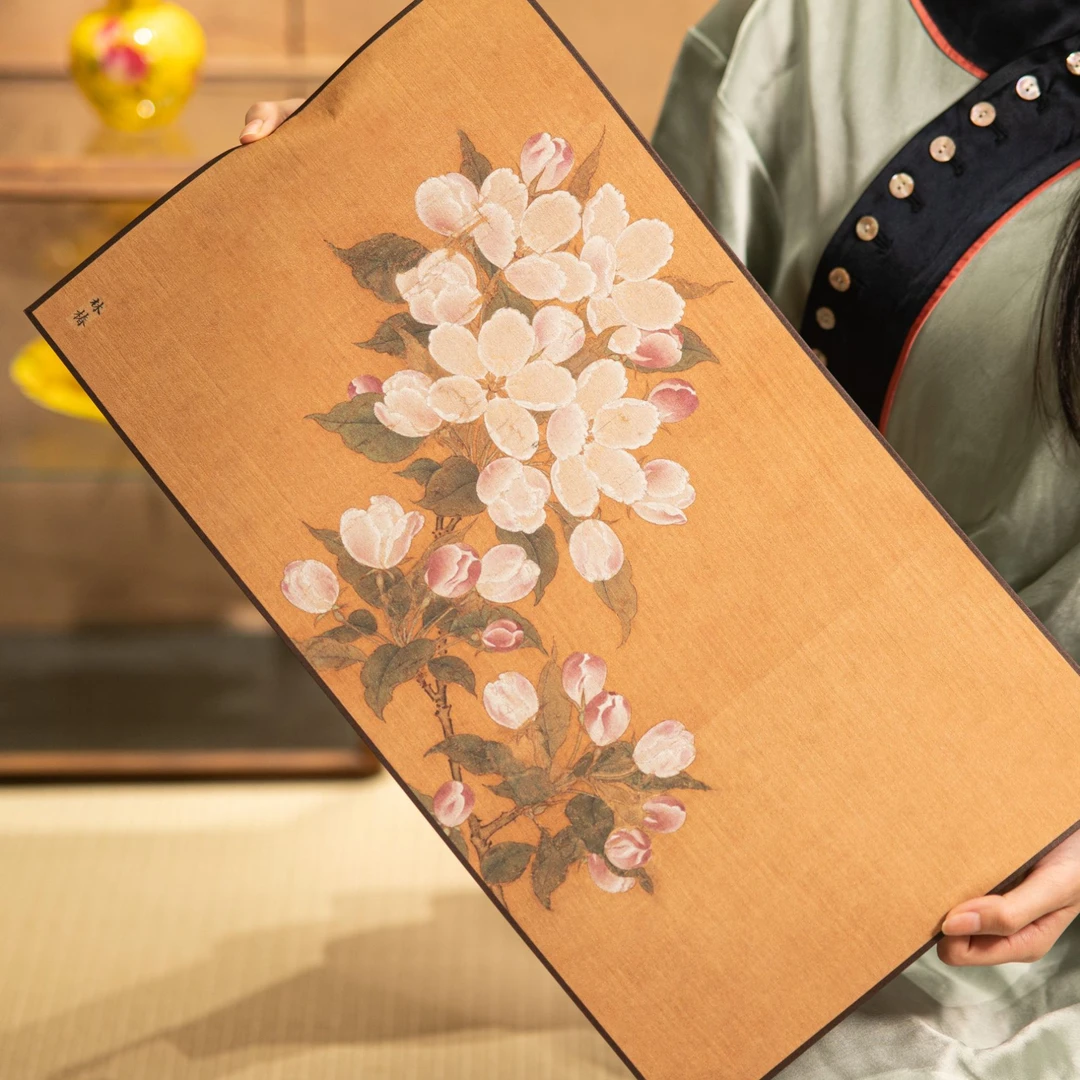树见造物×宣丝茶席丨《写生海棠图茶席》茶席 古风茶道 高档50×28cm