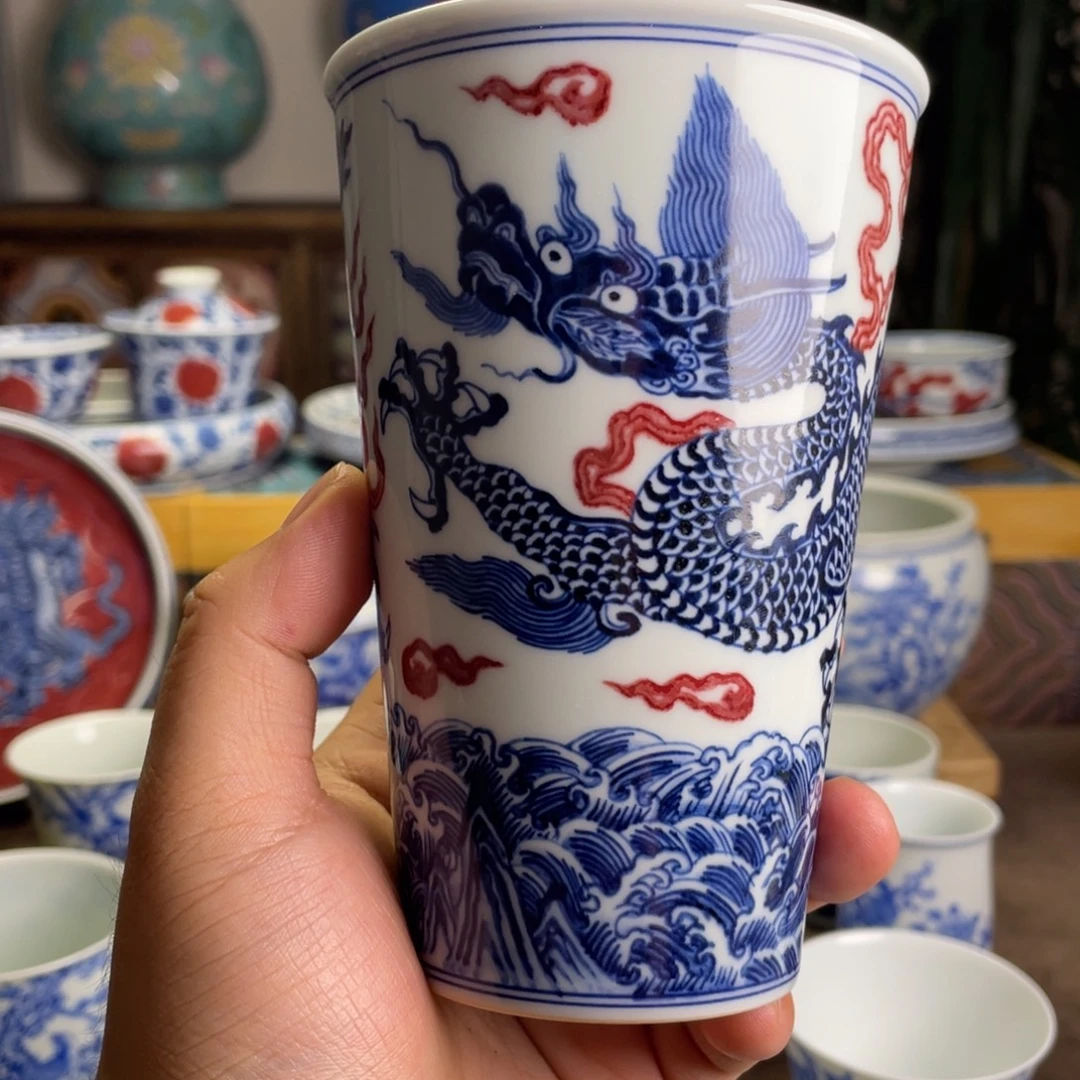 ***釉里红霸王龙可乐杯