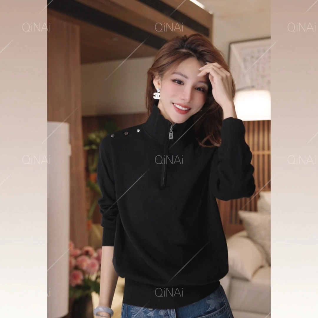 七奈「窈窕」立领半拉链百搭显瘦上衣QN12661