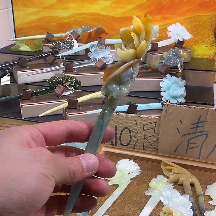 蛇纹石玉合金发饰