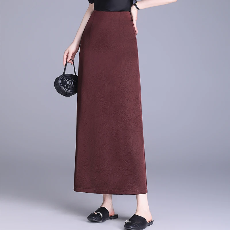 一步裙半身裙女春季2025新款高腰显瘦中长款开叉直筒包臀裙子垂感