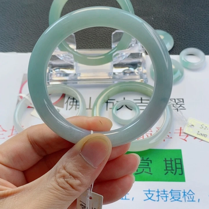 翡翠未镶嵌手镯圆条手镯55-56圈口