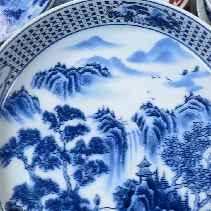 瓷片青花山水大胡乘