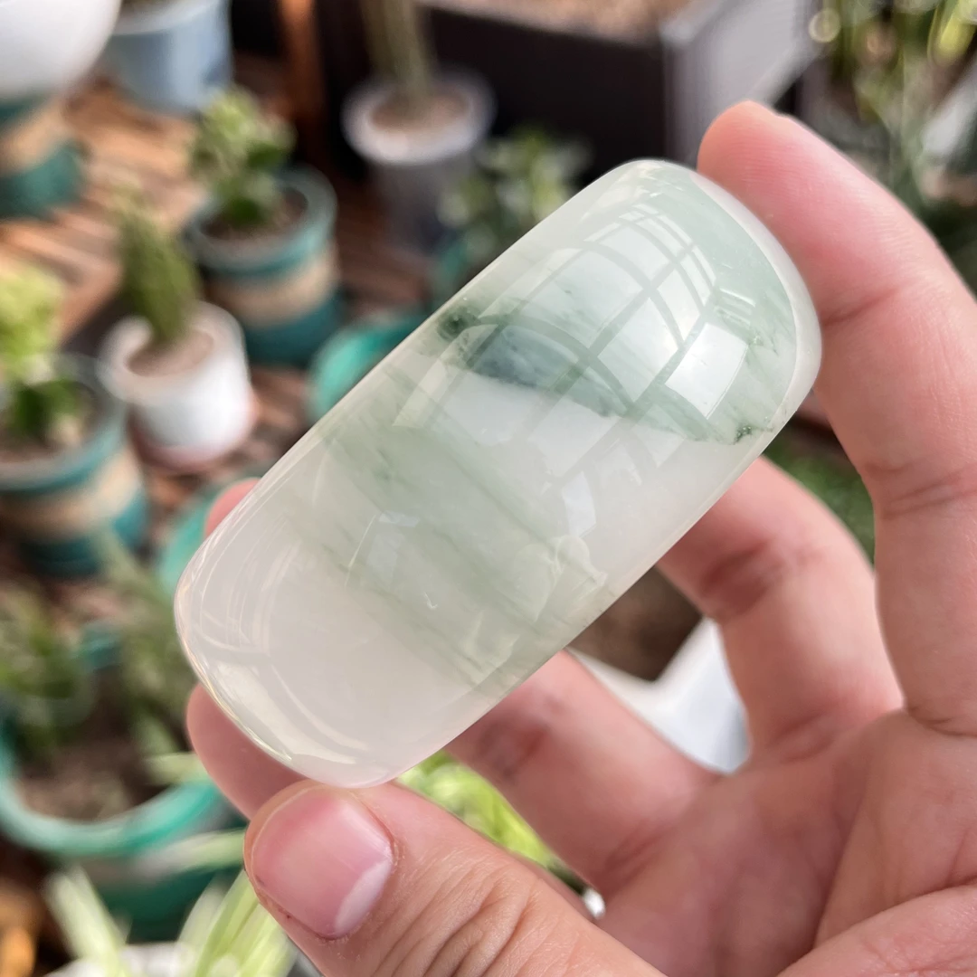 五八圈口超宽天山翠轮胎镯新疆金丝玉镯子平安镯加宽国风经典镯子