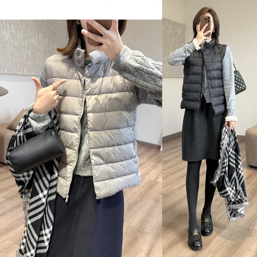 靓小靓【可溯源】lu系排骨马甲90白鸭绒简约显瘦立领羽绒背心