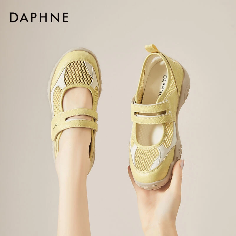 达芙妮德训鞋女鞋2025新款夏季魔术贴网面透气休闲运动鞋玛丽珍鞋