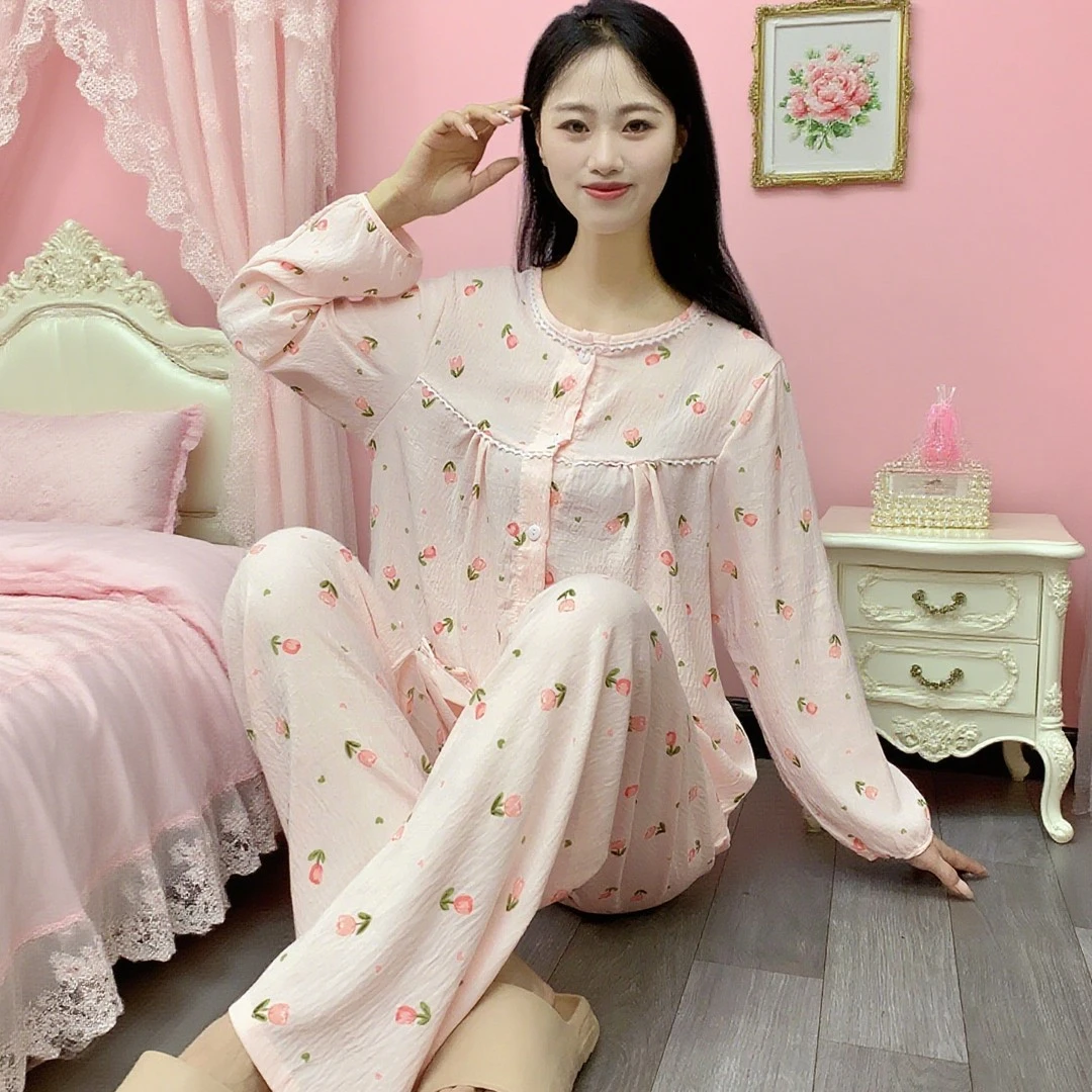 睡衣女2025新款春秋款高级感云朵棉可外穿甜美家居服两件套装Y171