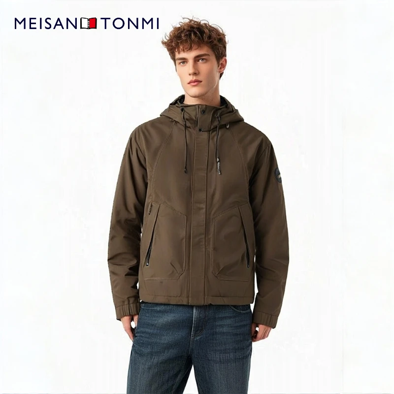 D14秋冬防风连帽加绒加厚男士保暖羽绒服美式休闲时尚男士外套