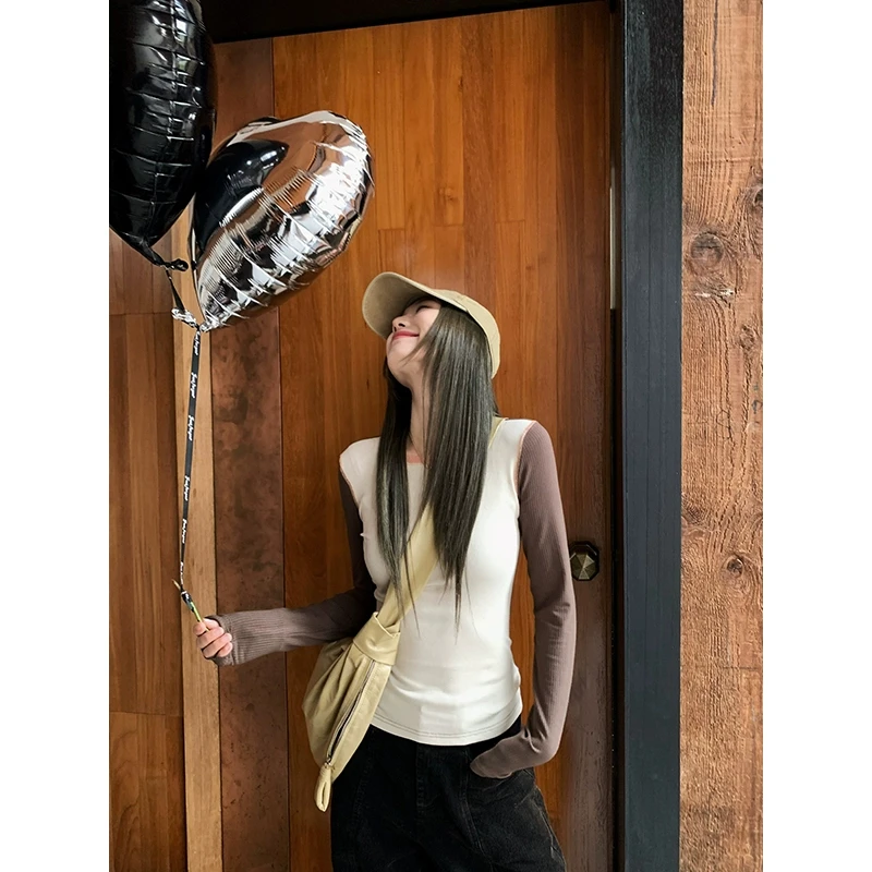 小君君布兰妮 叠穿美学/本期必入软糯内搭小衫撞色针织长袖T恤女