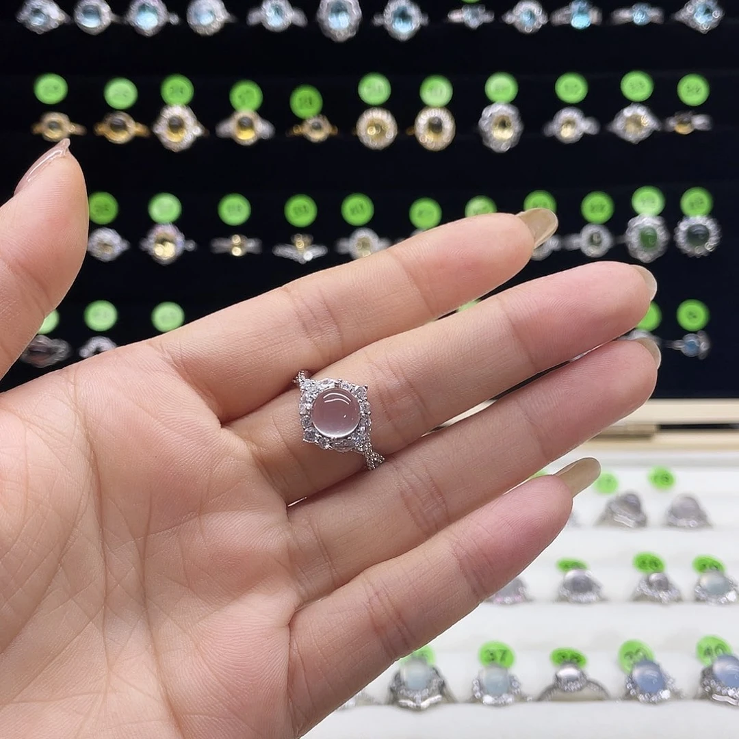 烟晶戒指银S925镶嵌