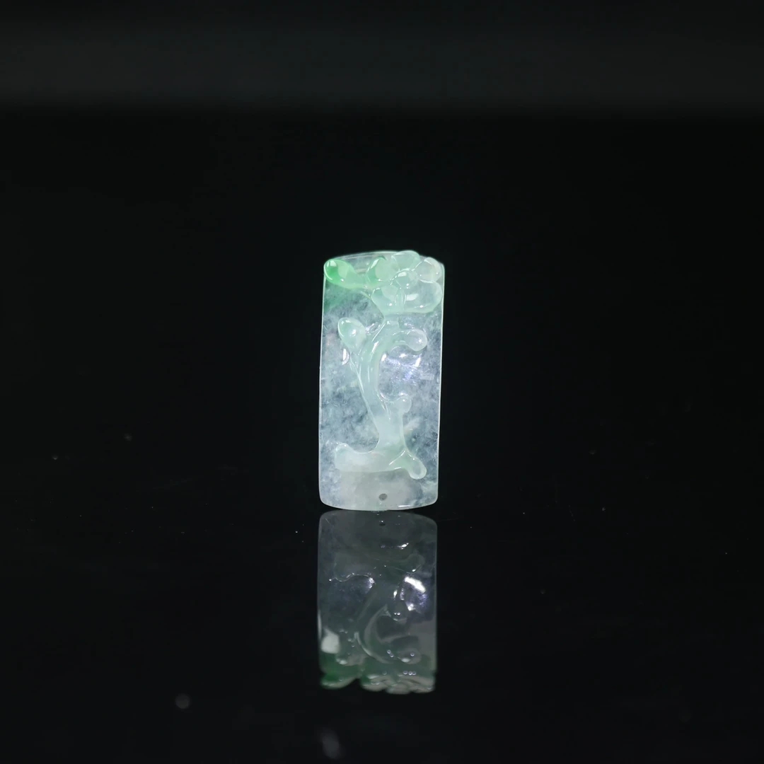 7天然缅甸翡翠A货冰绿手牌/000314/上海嘉禾拍卖