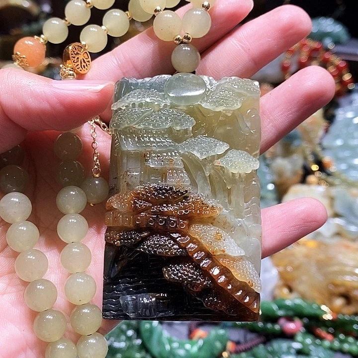 岫玉未镶嵌毛衣链
