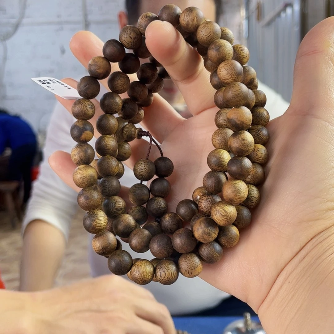 沉香手串海南老白棋圆珠长串1.0/40克多样性发一