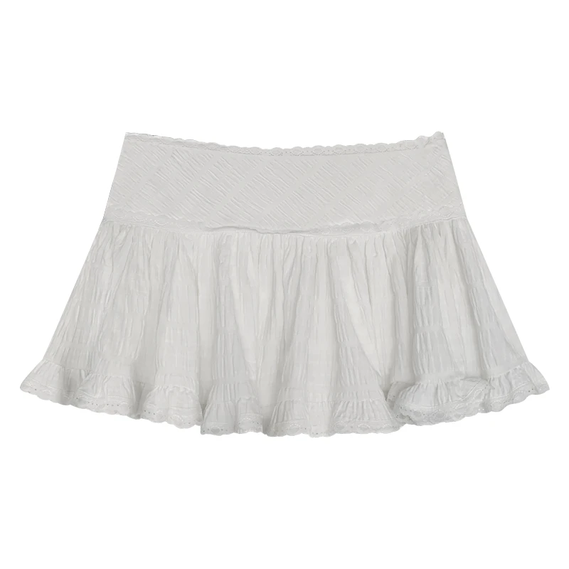 【香香的梨】白色蕾丝边短裙EM0862