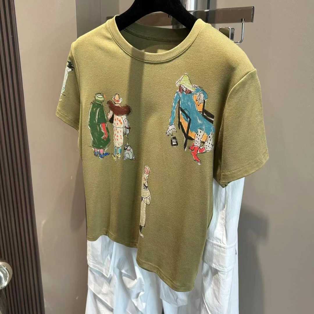 3439南油品质--小众设计感新款刺绣字母印花短袖T恤修身百搭