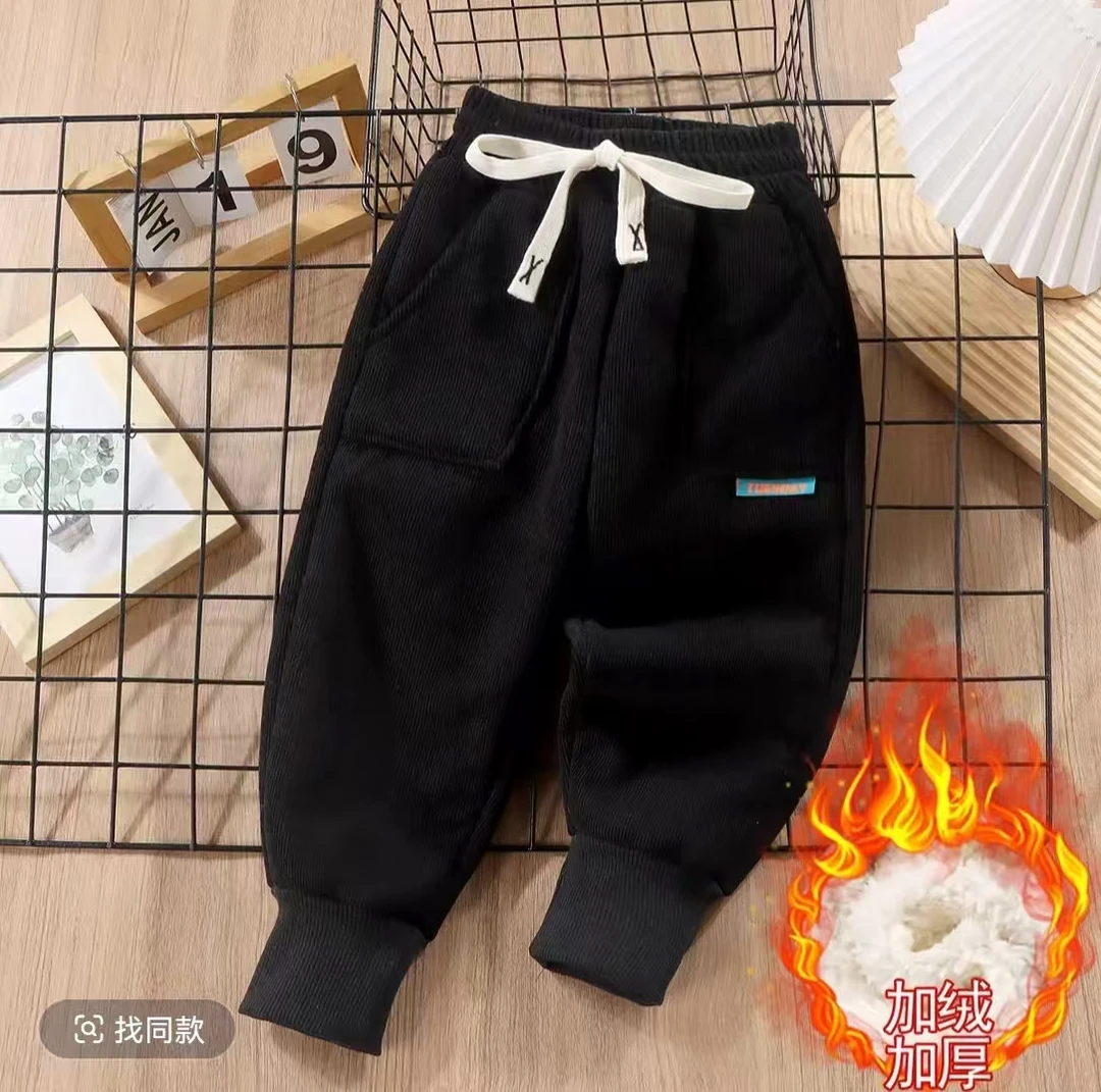 【粉丝福利】男女童裤子秋冬款新款中大童欧棉绒加绒卫裤一件过冬