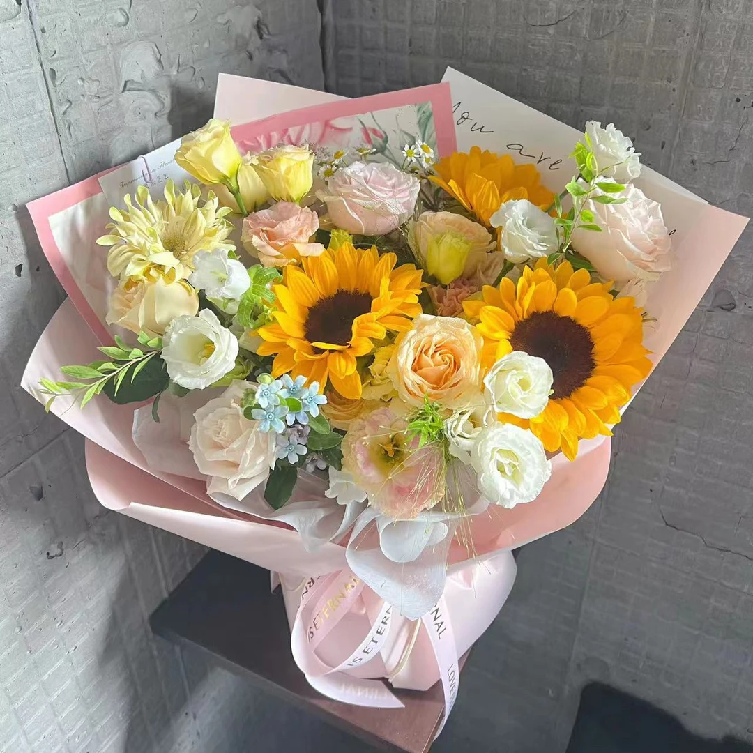 【生日推荐】3朵向日葵混搭鲜花束送闺蜜领导姐姐亲人生日礼物花店送花上门