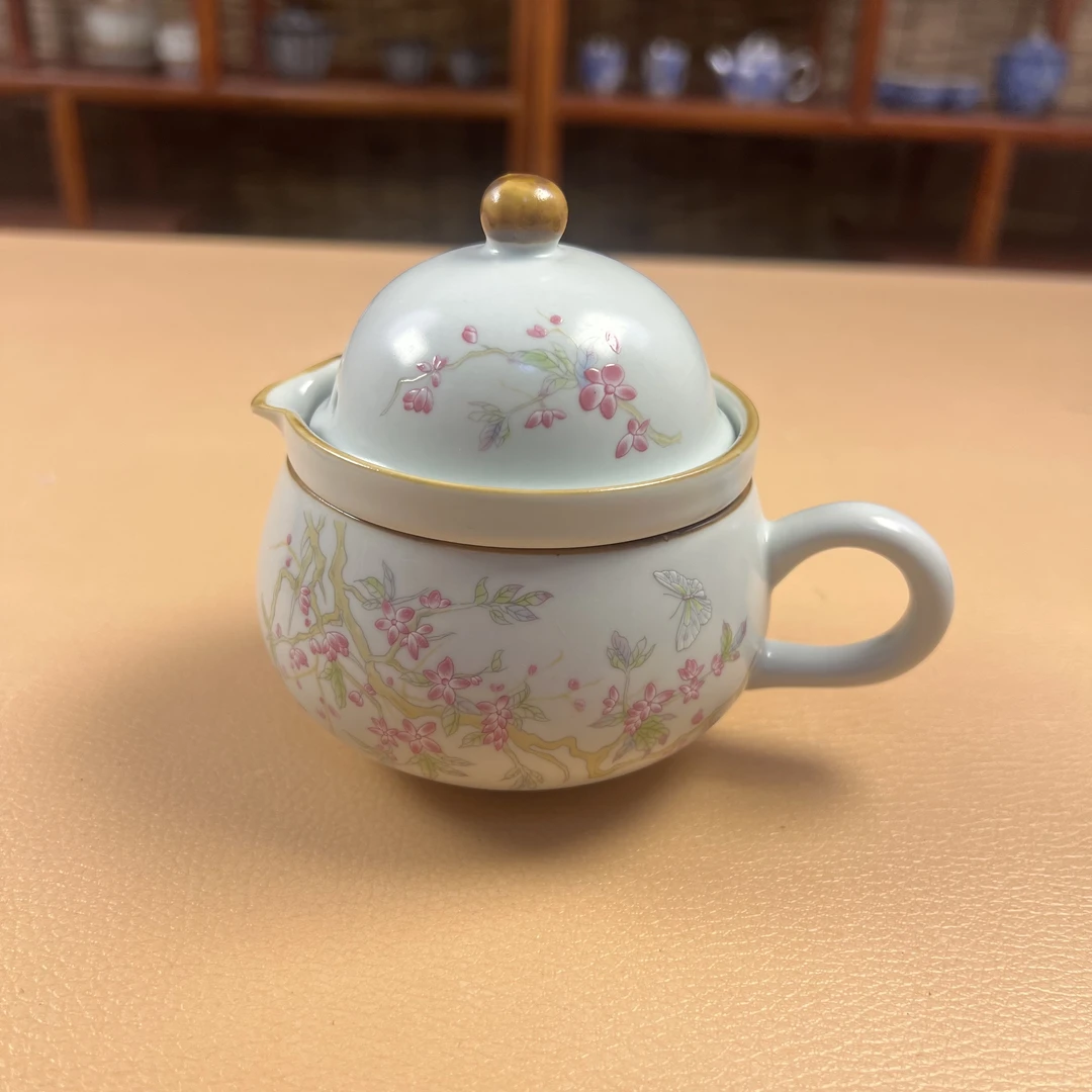 A0357汝窑紫藤花茶咖杯一人饮