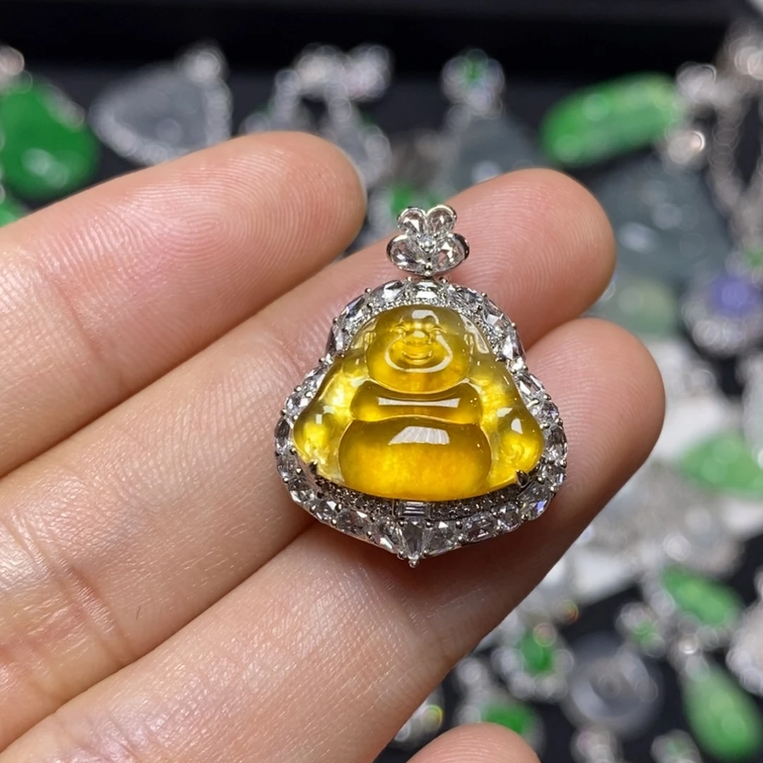 翡翠18K金镶嵌吊坠(不含链)佛