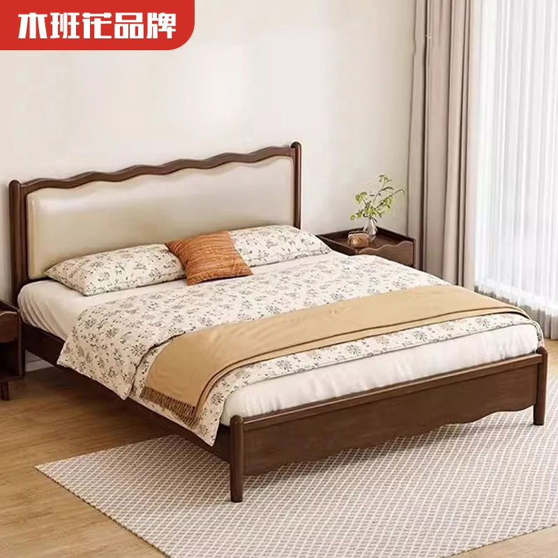 木班花新中式框架家用简约简易主卧北欧出租房经济型大床