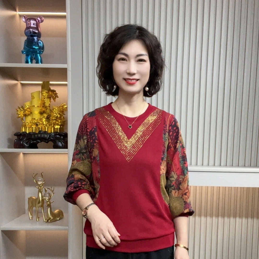 妈妈装流行时尚潮牌女装宽松春装女士独特漂亮小衫休闲百搭中老年