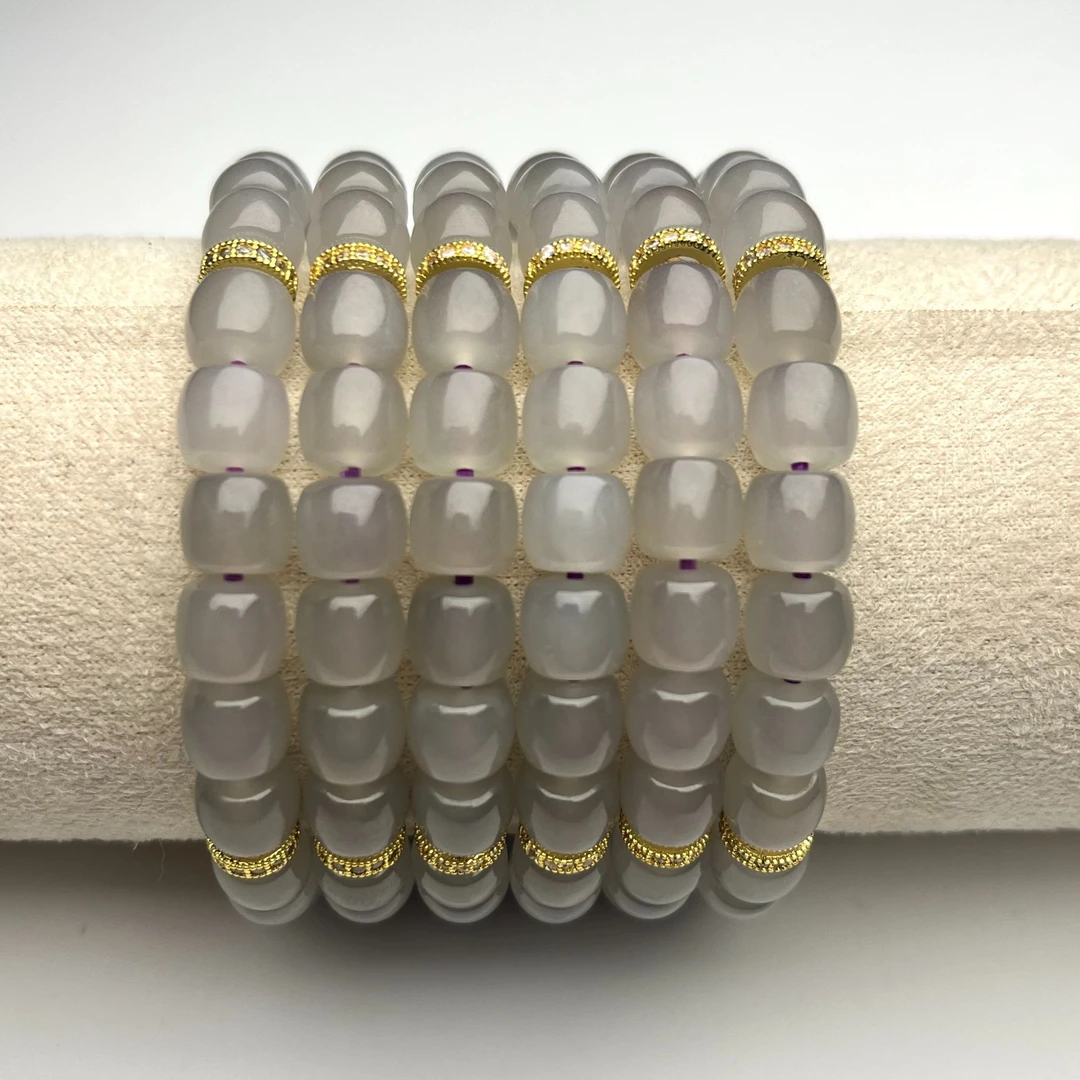 ZBG0441和田玉嫣紫青海料手串 （天然珠宝多样性发其一）