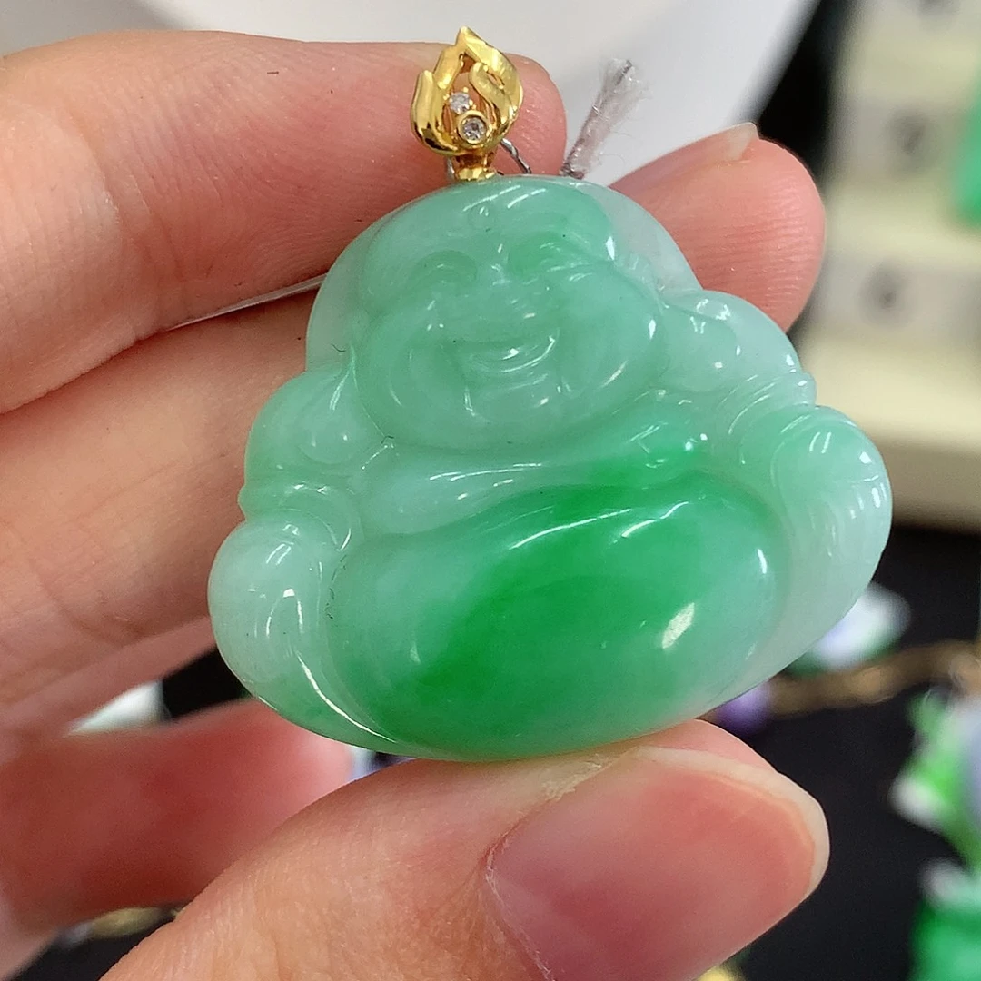 翡翠18K金镶嵌吊坠(不含链)