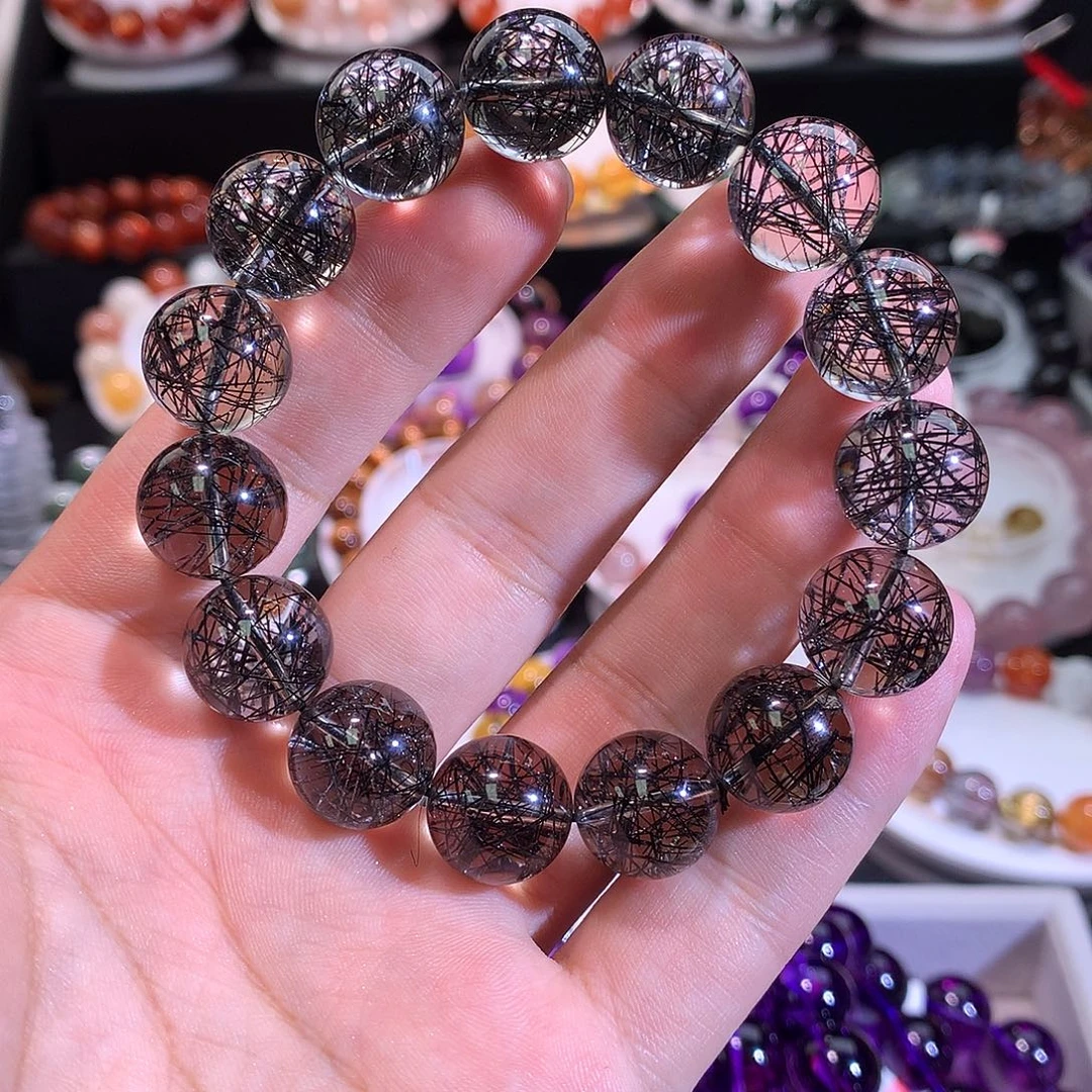 水晶手链未镶嵌高品黑发晶14m