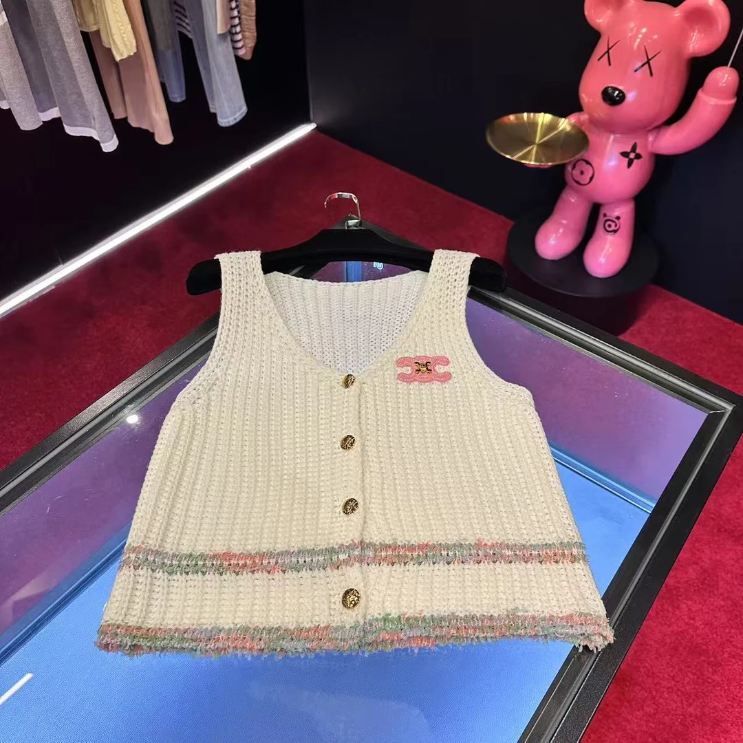 G887时尚休闲百搭无袖针织背心通勤小香风洋气