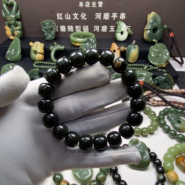 手链未镶嵌岫岩河磨玉（透闪石质玉）