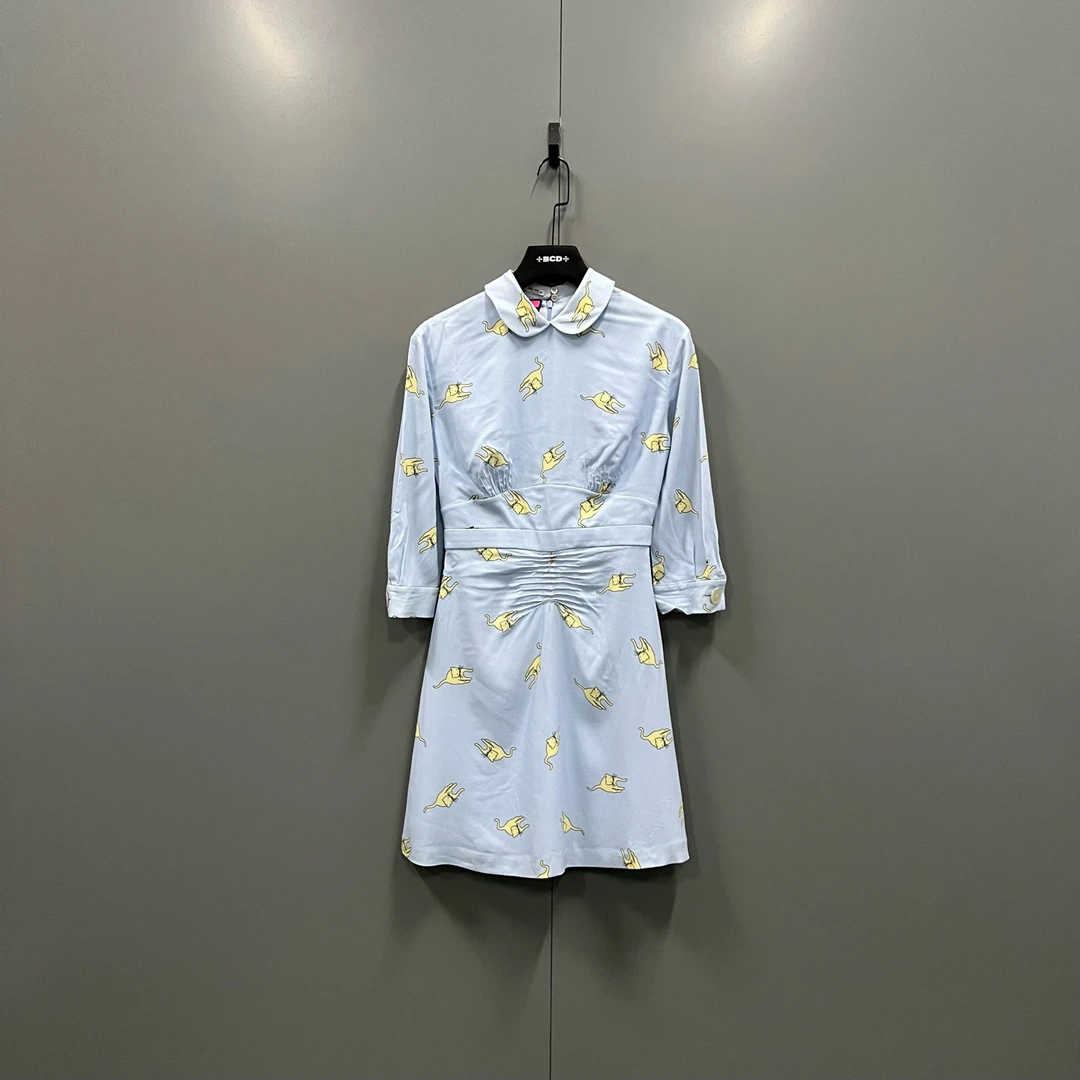 99新 MIU MIU/缪缪 zz50 卡通猫咪满印连衣裙 40码/98新/611064