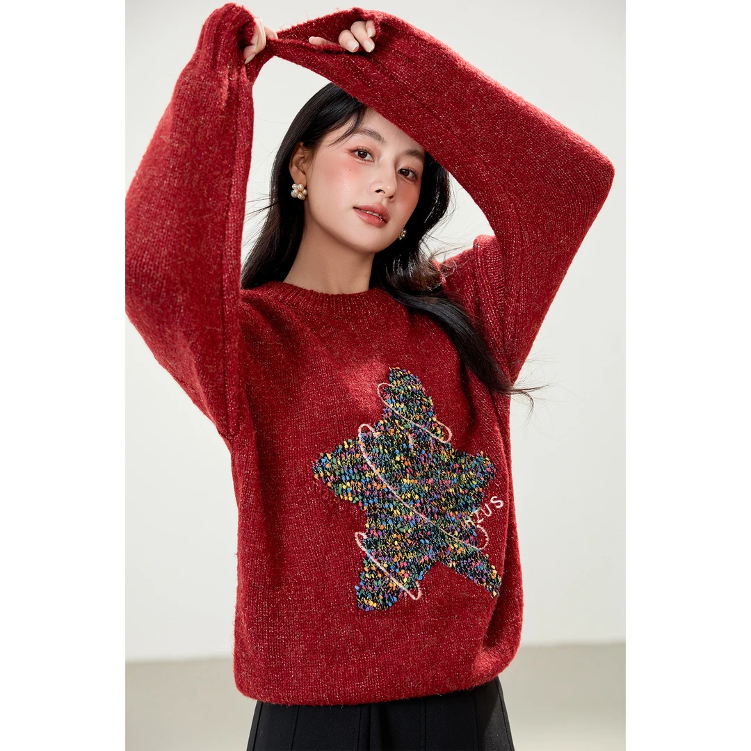 秋冬新款时尚套头软糯针织羊毛衫百搭气质显瘦长袖外穿打底上衣