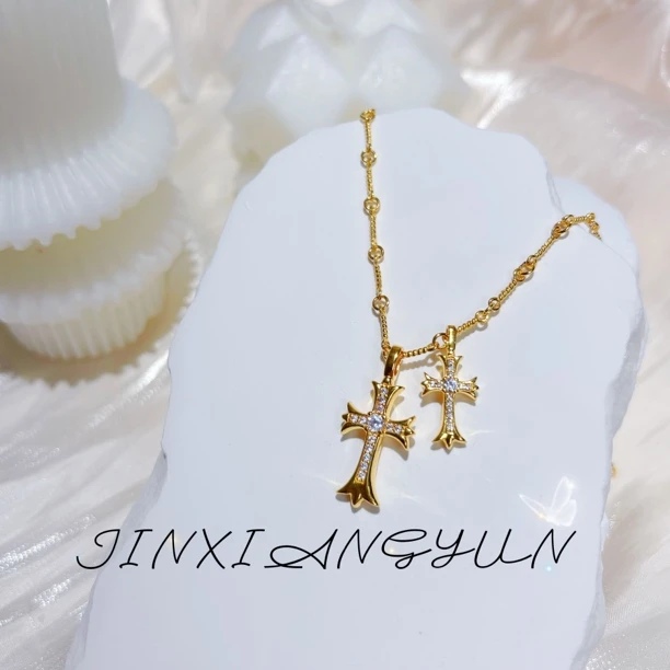 坠链均足银 足银镀金【双十字架套链】欧洲潮牌十字架美式潮流